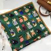 1PC Cute Kitten Pattern Square Scarf Simulated Silky Scarf Women Clothing Accessories Mother Day Gifts