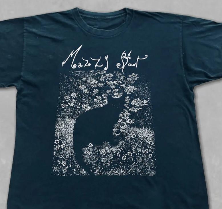 Reprint 1990 Early Mazzy Star Cat T-Shirt basic black Reprint tee Unisex T-Shirt
