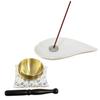 Buddhist Altar Metal Incense Holder Reversible Type Heart Incense Plate Set (white (with Orin))