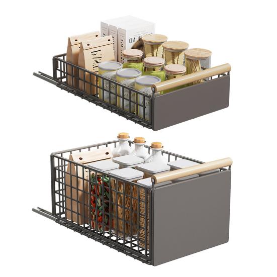 Drawer Rack Self-adhesive Sliding Rail No Drilling Foldable Heavy Duty Load Capacity Easily Pull-out Cabinet Organizer Seasoning