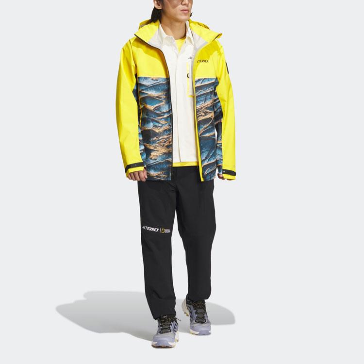 adidas Спортивная куртка с капюшоном и цветным воротником-стойкой, мужская куртка желтого цвета IC1980