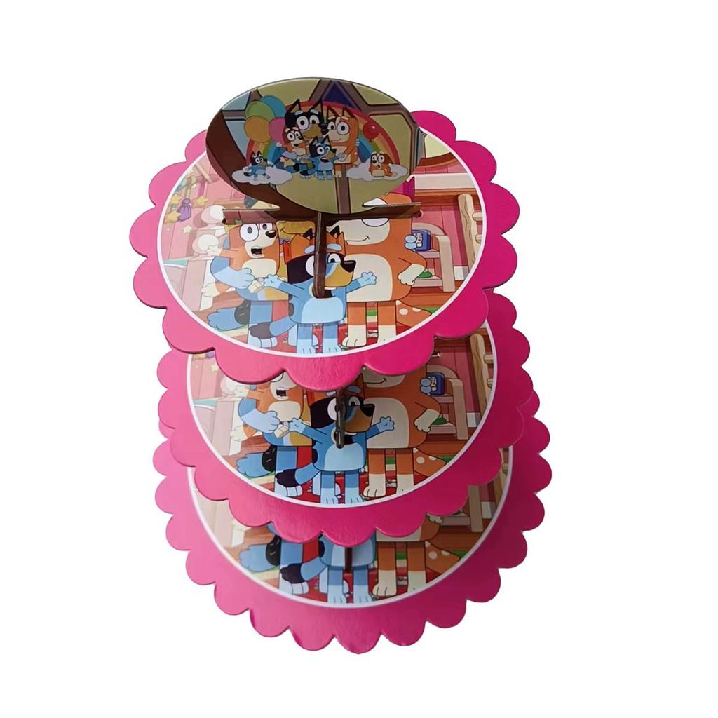 Pink Bluey Birthday Party Decoration Bingo Puppy Tableware Set Cup Plate Straws Balloons For Kids Favor Gifts Photo Booth Props