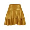 Qooth Элегантная женская А-силуэта юбка с неровным подолом из полиуретана с плиссировкой, облегающая, мини-длины, на молнии на талии, повседневная юбка QT2740