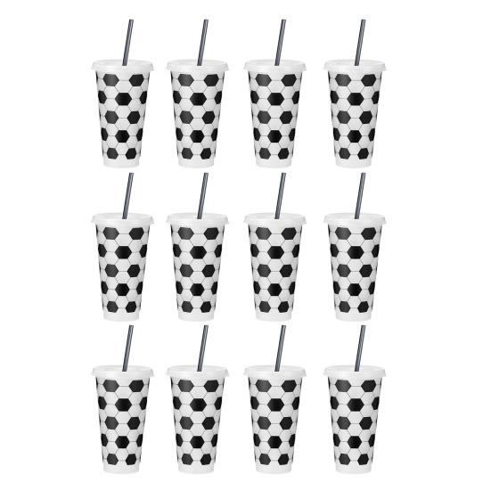 1/6/12Pcs 710ML Reusable Football Cup 24oz Plastic Drinking Bottle Football Themed Tumbler Game Day Sports Football Party Supplies Party Favors