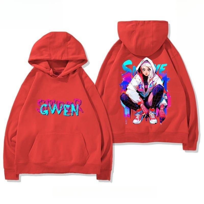 Marvel Authorized Spider-Man Parallel Universe Gwen Anime Printed Hoodie Autumn and Winter Men's and Women's Long Sleeves