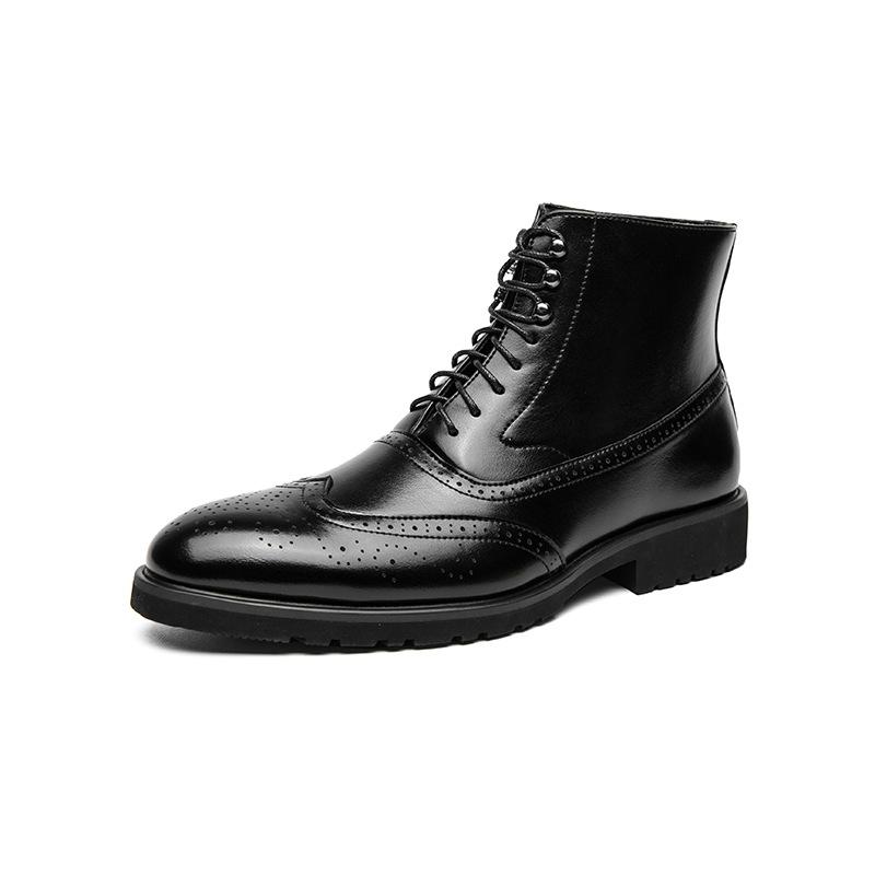Large Size Men's Polished High-top Leather Shoes Size 38-46 Men's Boots 2025 Autumn and Winter New Brock Men's Leather Boots