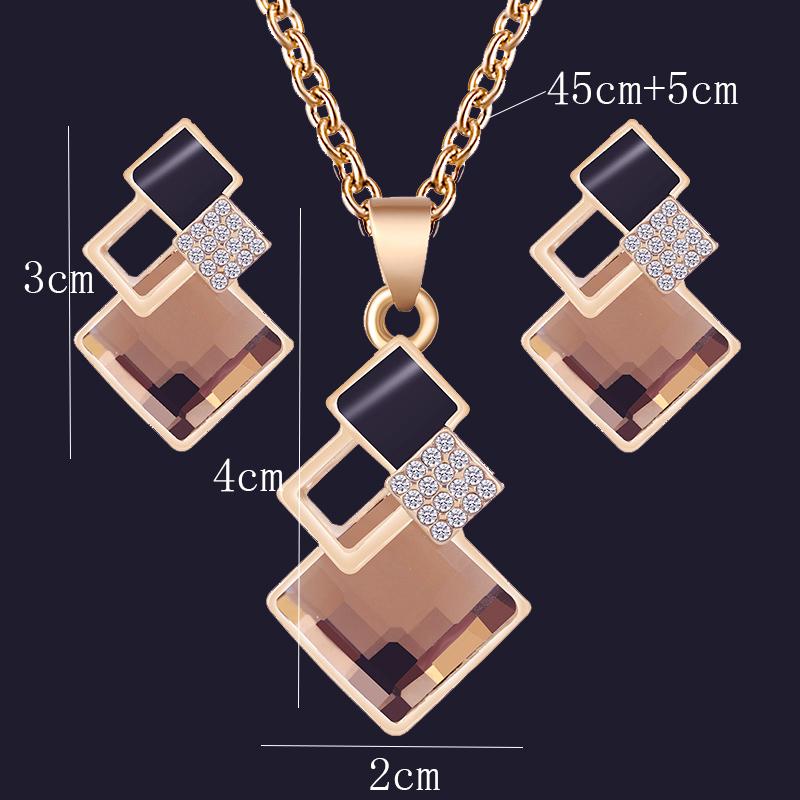 Fashion Crystal Pendants Necklace Earrings Sets for Women Party Wedding Bridal Earring Necklace Set Jewelry Set