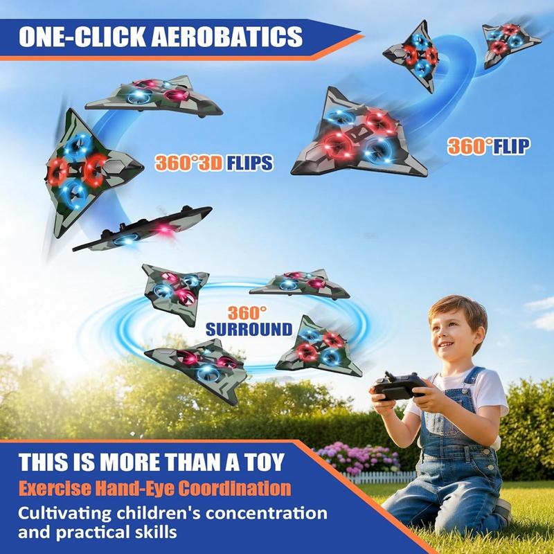 RC Airplane Foam Aircraft with Cool LED Light Electric Stunt Glider Remote Control Airplane 2.4G Radio Fighter Plane Toy Gift