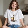 Vintage 90s Calvin Hobbes Tshirt Comic Strip Kawaii Friend Clothes Men Women Simple Casual Fashion Tees High Quality Cotton Tops