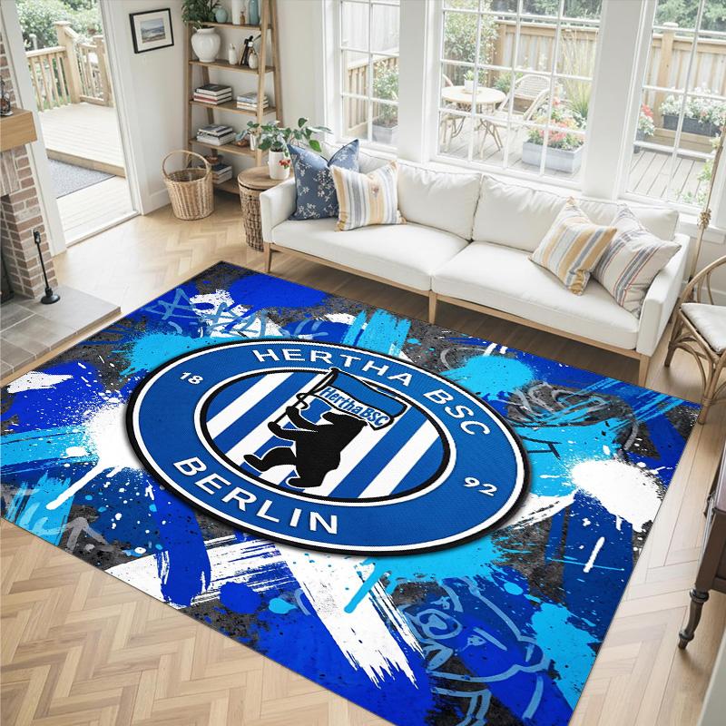 hertha bsc FC Design Crystal Velvet Carpet Cozy Non?Slip Printed Rug For Bedroom Living Room Entrance