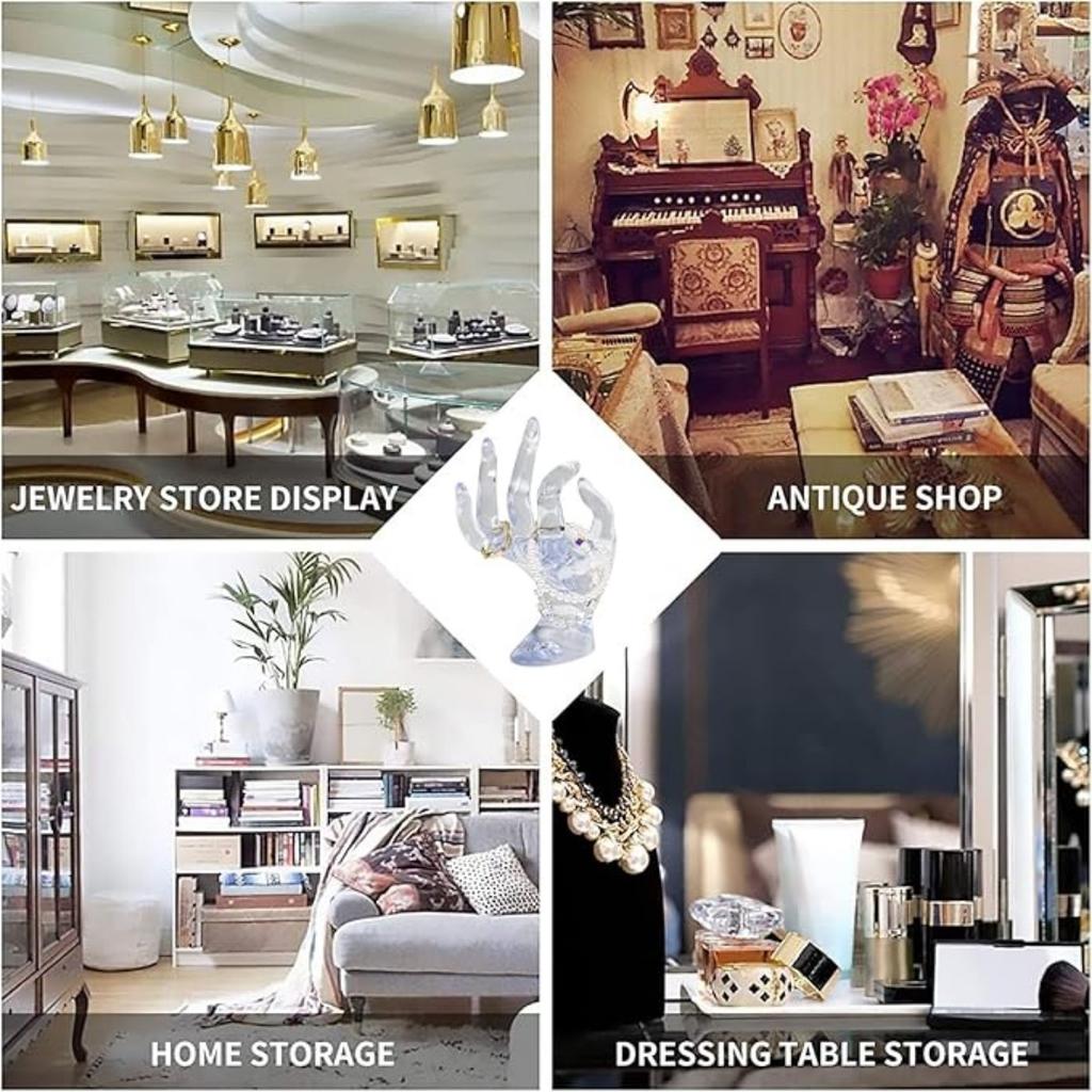 Clear Room Decor Hand Form Ring Holder Jewelry Display Holder, Aesthetic Bracelet Ring Watch Stand Support Holder Preppy Jewelry Holder for Y2k Room