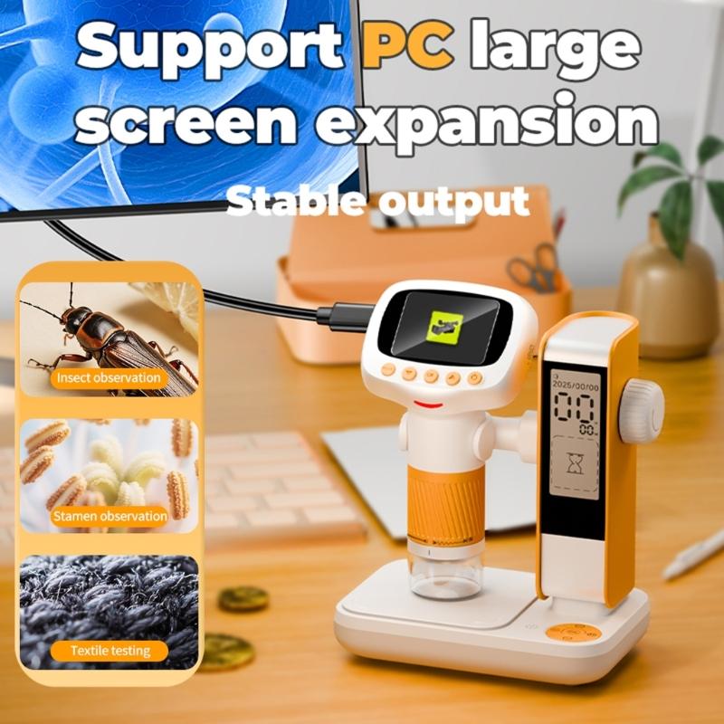 Портативный USB цифровой микроскоп 8 регулируемых светодиодных ламп С 2-дюймовым экраном Для детей Научное исследование Образовательный инструмент