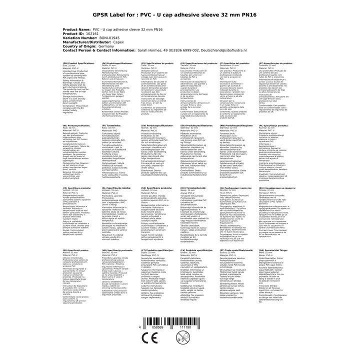 PVC-U Solvent Weld Cap 32mm PN16, PVC Pressure Fitting