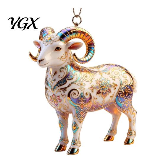 Reusable Seasonal Home Decor 2D Acrylic Goat Christmas Ornament, Cute Animal Sheep Hanging for Reflective Light Holiday Pendant Tree, Party