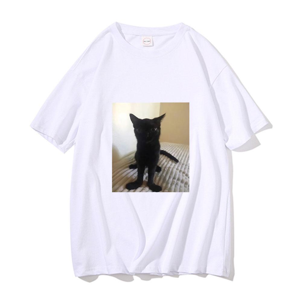 Big Foot Jinx T-shirt Black Cat Pattern Tshirt Funny T Shirts Cotton Tops Spring New Round Neck Tee Short Sleeve