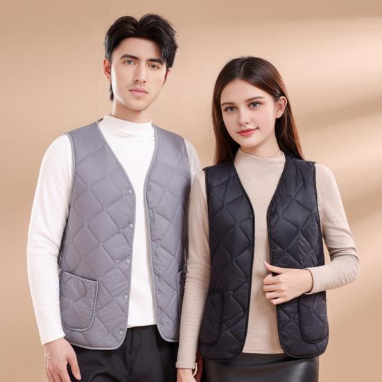 Женский зимний жилет с V-образным вырезом, без рукавов, однобортный, пальто-жилет с карманами, однотонный