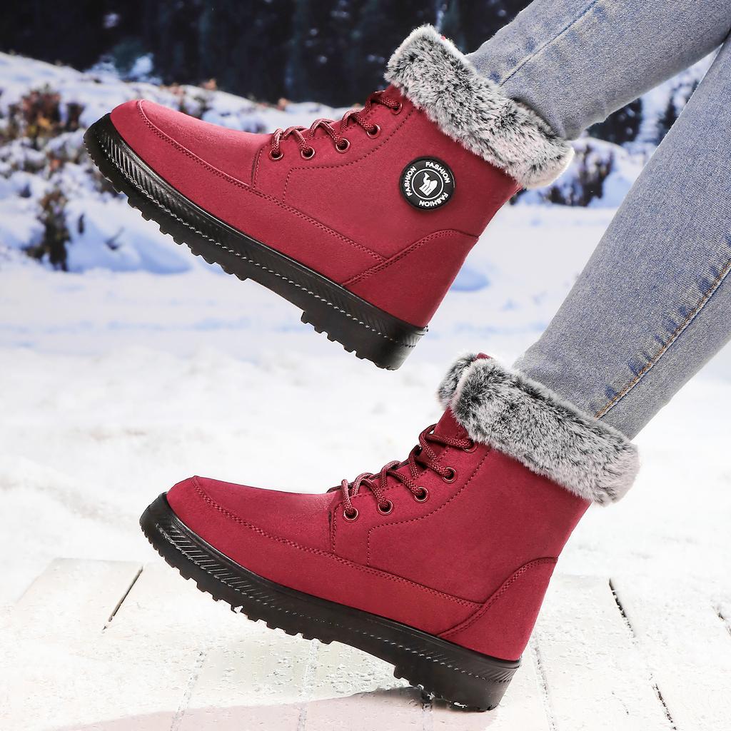 Snow Boots Women's High-top Cotton Boots Cold-proof and Warm Boots Women's Velvet Thickened Cotton Shoes Soft-soled Versatile Boots