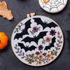 1 Set Halloween Embroidery Kit with Hoop Threads Scissors Threader Beginners Gothic Stamped Cross Stitch Hand Embroidery Starter Kit