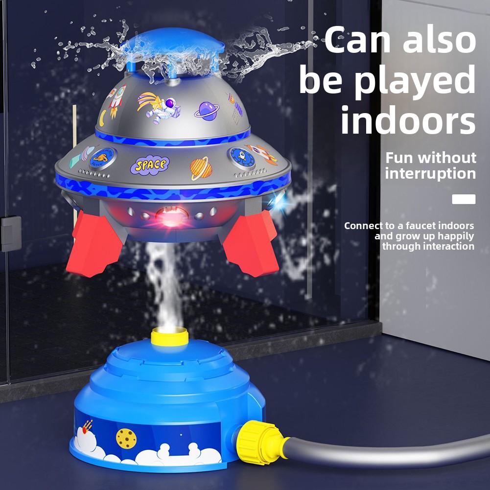 UFO-Shape Water Sprinkler For Kids Spinnings LED-UFO Water-Rocket Sprinkler Toy Adjustable Height Summer Outdoor Play