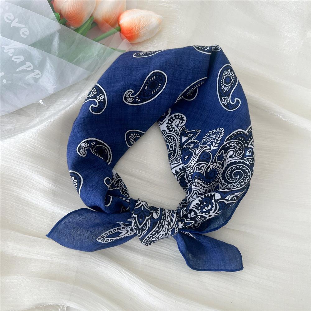 Cotton And Linen Small Square Scarf Silk Scarf Women'S Spring And Autumn New Style Artistic And Versatile Fashionable Temperament Headband Scarf