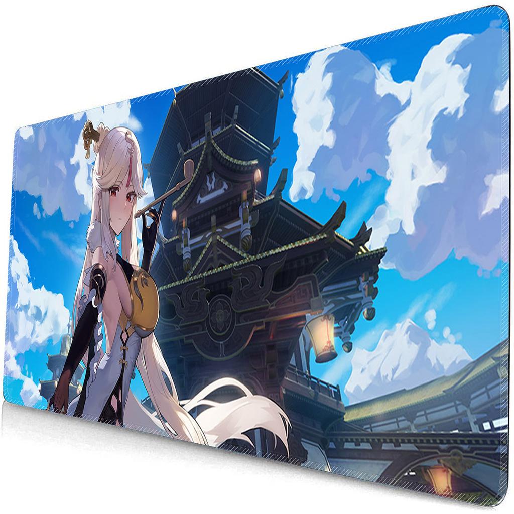 Большой Коврик для Мыши Genshin Impact Коврик для Мыши XXL Игровые Аксессуары Нингуан Игровой Клавиатурный Настольный Коврик Нескользящий Ноутбук Аниме Коврик для Мыши