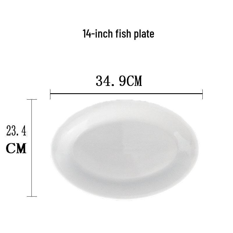 Pure White Ceramic Oval Fish Plate - 14/16/18 Inch - Ideal for Steamed Fish, Vegetables - Perfect for Home, Hotel, or Restaurant Use