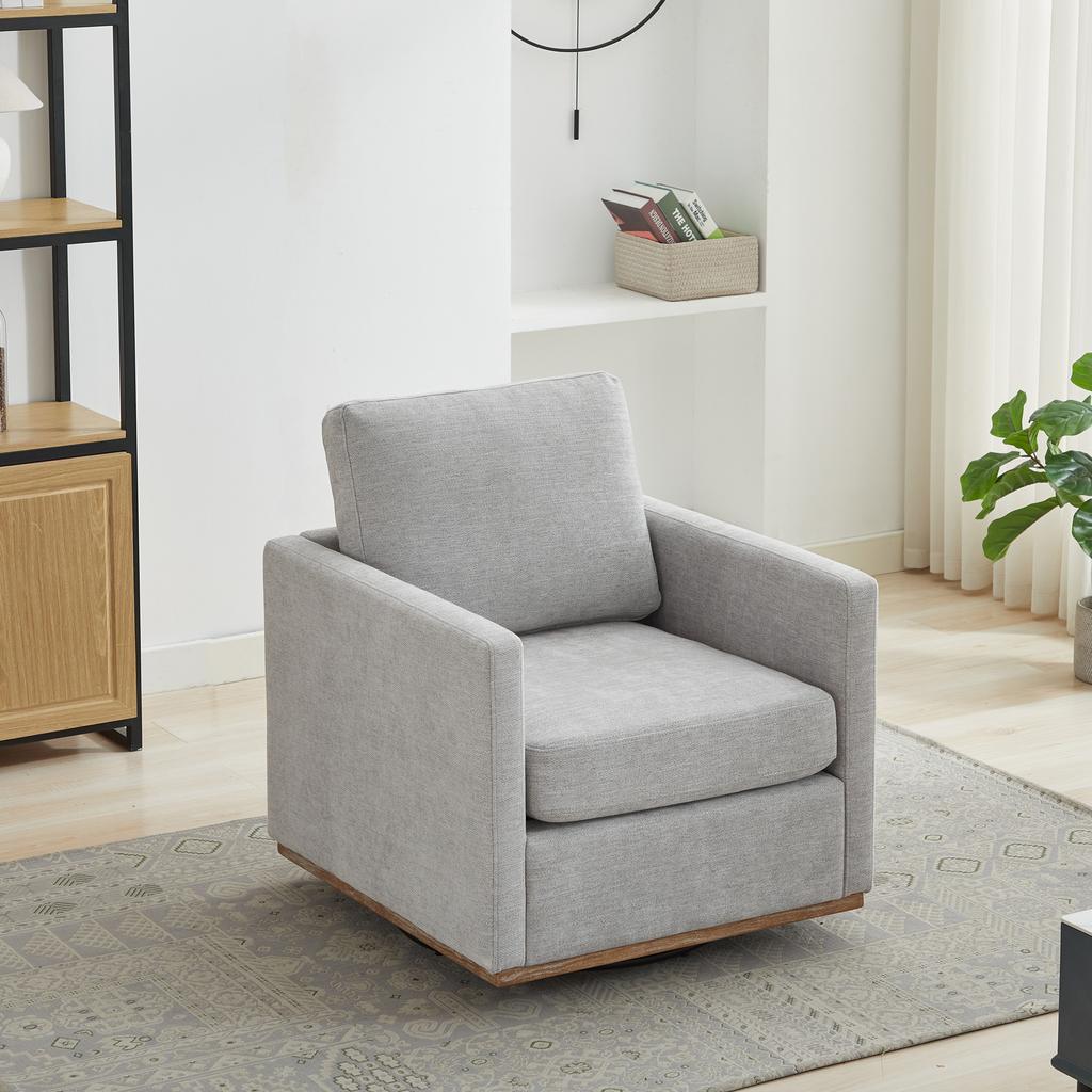 Four-Sided Upholstered Swivel Accent Chair, 360 degrees Club Chair & Lounge Chair with Armrests for Living Room, Bedroom, Apartment & Children's Room