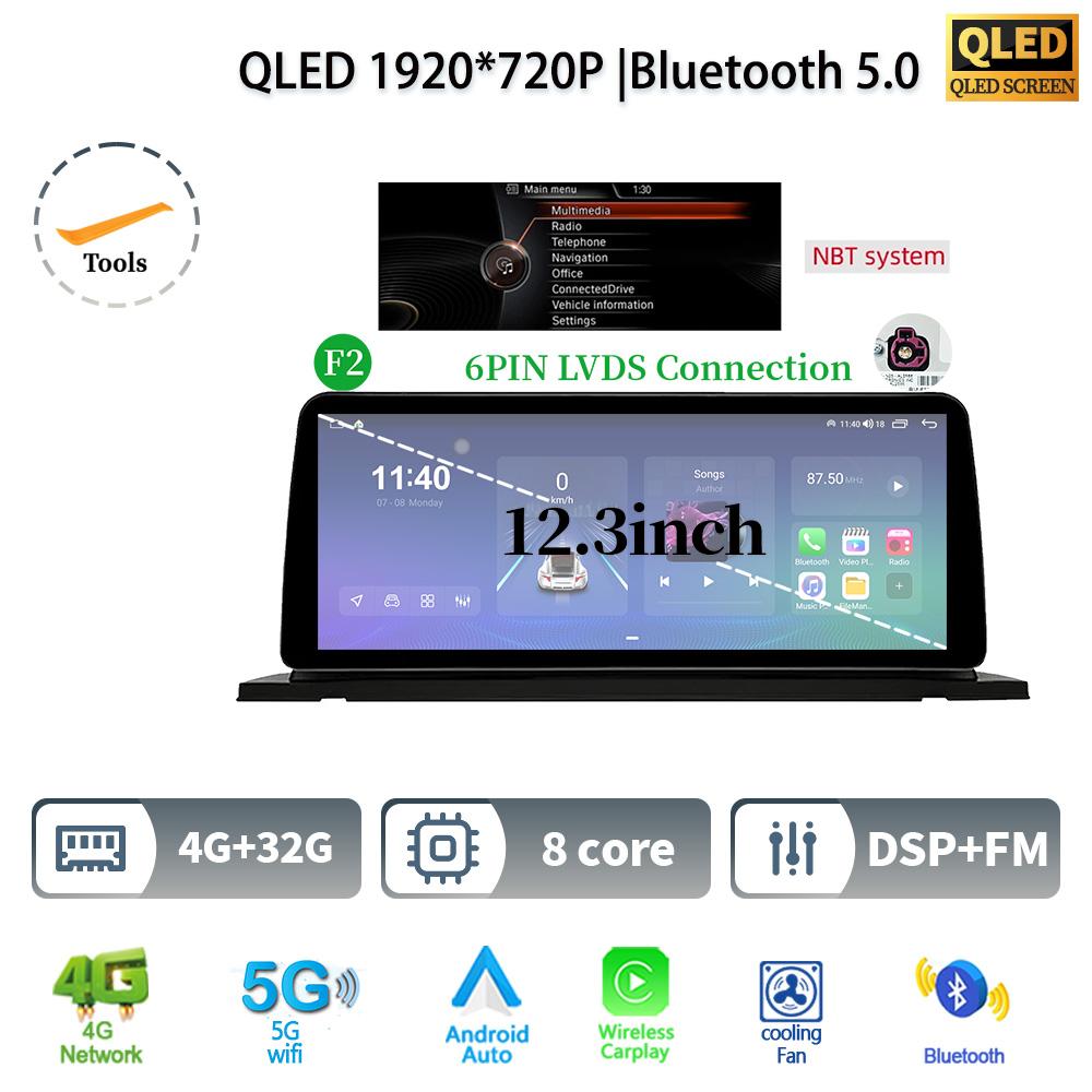 12,3" для BMW 5 серии F07 GT 2011-2017 Android 14 автомобильное радио мультимедиа стерео 4G GPS навигация WIFI беспроводной BT CarPlay экран