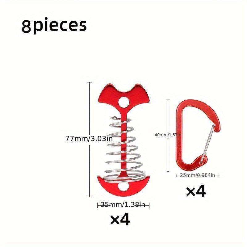 8pcs Stainless Steel Deck Nails with Spring Buckle, Fish Bone Design for Secure Binding, Suitable for Outdoor Camping and Hiking