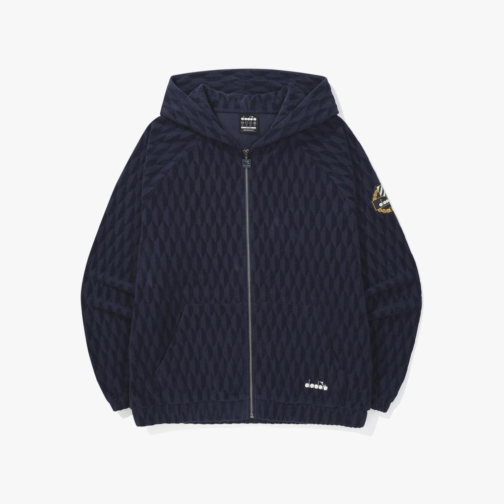 Diadora Terry Jacquard Zip-Up Hoodie Jacket Navy