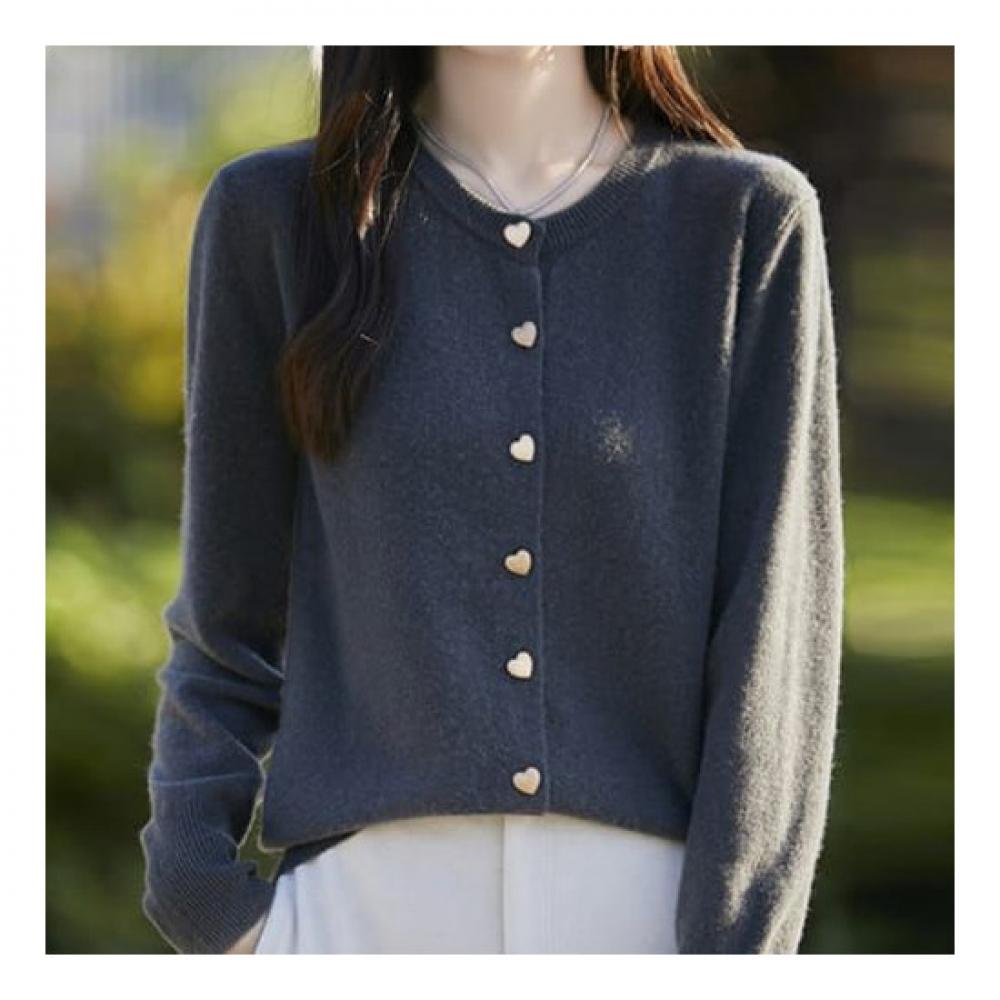 Navava Women S Simple Heart Button Long Sleeve Knit Cardigan Nk2314