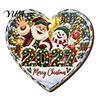 Seasonal Decorative Accents Heart Shaped Wooden Christmas Ornament, Santa Snowman Hanging Decor with Red Pendants String, Festive Tree Pendant