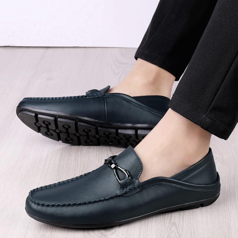 Fashion Mens Shoes Casual Loafers Men Genuine Leather Luxury Brand Mens Slip On Flats Fashion Breathable Driving Shoes High-end Quality