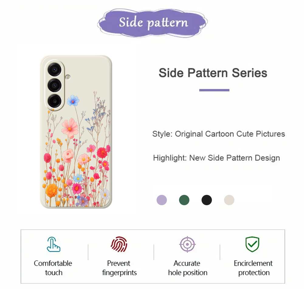 For Samsung Galaxy A17 5G Case Flower Branches Pattern Printing Straight Edge TPU Phone Back Cover