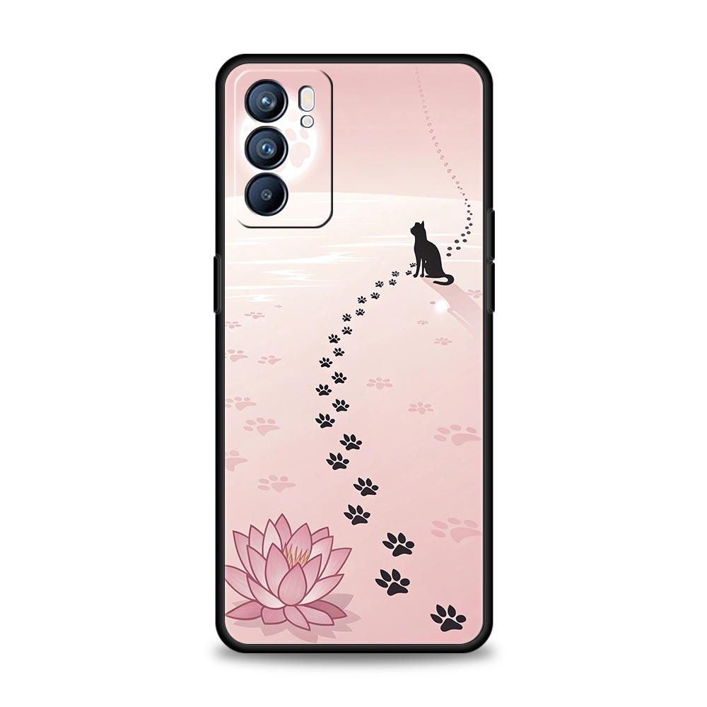 Абстрактный Креативный Кот Линия Чехол Для Телефона Для Oppo Reno 13 12 11 10 7 F Find X5 X6 A98 A80 A79 A78 A57 A54 A31 A17 Pro 5G Мягкий ТПУ