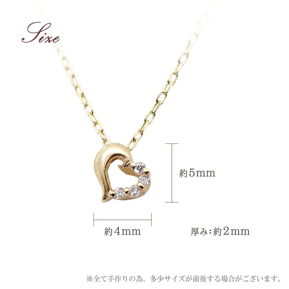 Heart Necklace Diamond Pink Gold Natural Stone Gemstone 10K [Shinyo] Women's