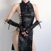 Жаккардовое мини-платье с разрезом и повязкой Qipao, традиционное китайское белье Cheongsam, вечерние платья, униформа для ночного клуба