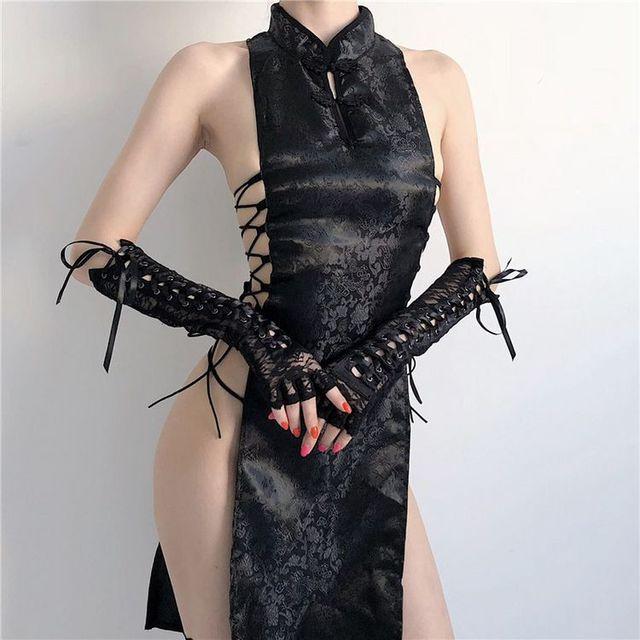 Жаккардовое мини-платье с разрезом и повязкой Qipao, традиционное китайское белье Cheongsam, вечерние платья, униформа для ночного клуба