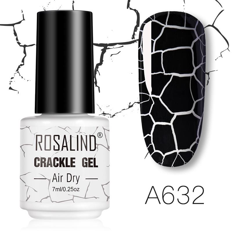 ROSALIND 12 Colors Cracked Nail Gel Varnish Hybrid Crackle Manicure Acrylic Art UV Gel Semi Permanent with Base Top Coat