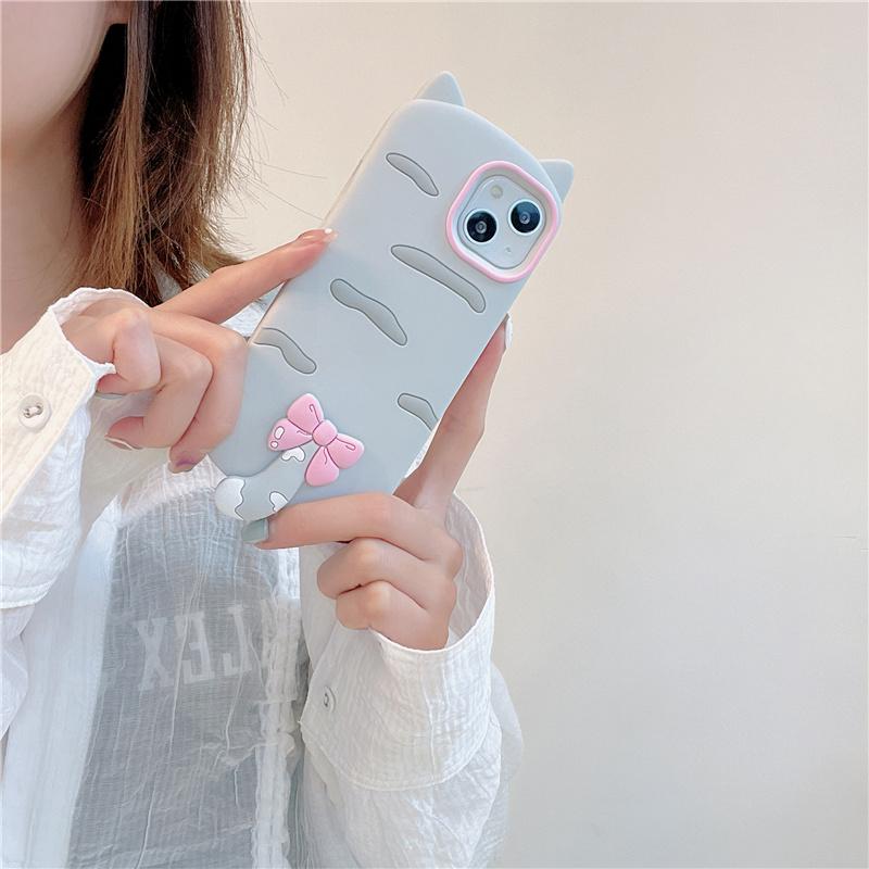 Милый 3D Мультяшный Кот Мягкий Силиконовый Чехол для Телефона Для IPhone 17 17pro 17 Promax 17air 16 15 13 14 12 ProMax Plus Чехол для Телефона