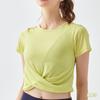 Womens Quick-Dry Cross-Back Crop Top Yoga Shirt Athletic Short Sleeve Fitness Tee Breathable Workout