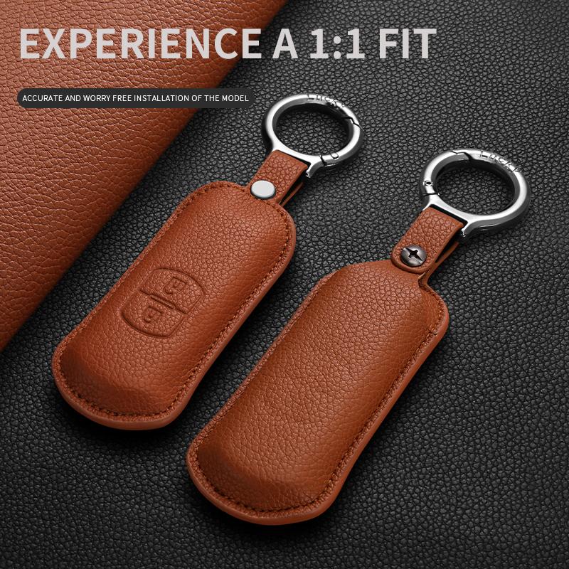Leather Car Smart Remote Key Case Cover Shell for Mazda 3 6 Atenza Axela Demio CX5 CX3 CX7 CX9 MX5 Key Protector Fob Keychain