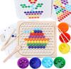 Wooden Rainbow Clip-Bead Game for Toddlers - Early Education Hand-Eye Coordination Toy for Parent-Child Interaction