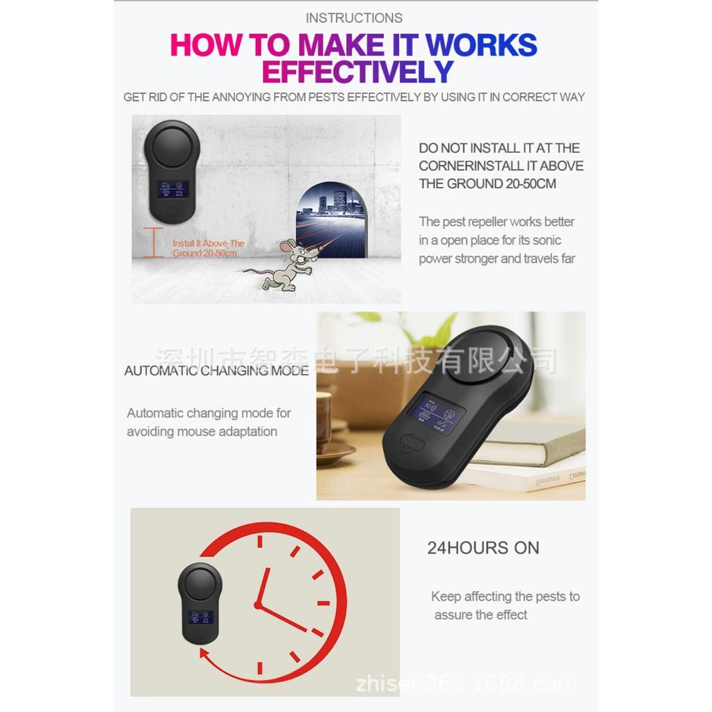 Универсальный ультразвуковой отпугиватель мышей BG-305 для защиты от куниц, комаров, грызунов на площади до 150 квадратных метров