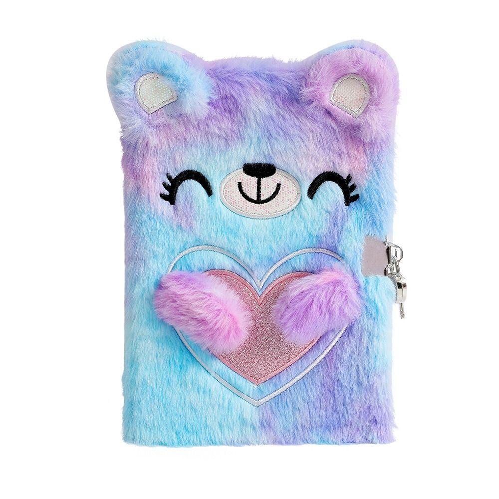 Cartoon Stationery With Lock Plush Tie-dyed Notebook Diary Book Hand Account Book Password Book
