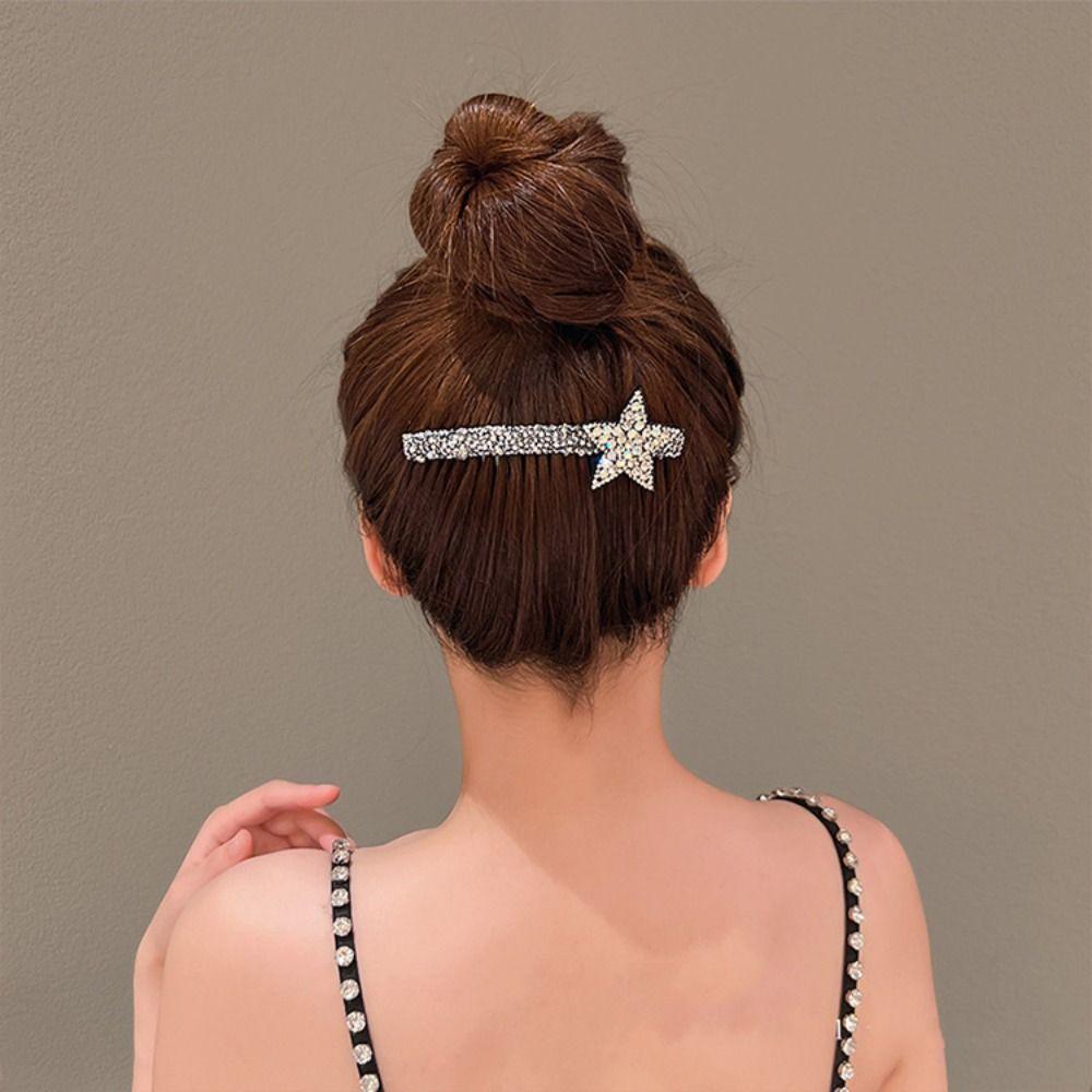 Pentagram Star Invisible Extra Hair Holder Acrylic Broken Hair Comb Rhinestone Star Hair Comb Lady