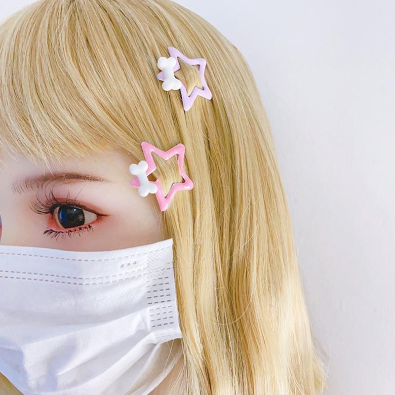 Y2K Girls Star Hair Clip for Teens Girl NonSlip Metal Sideclip Hairpin Bone Pentagrams Hair Barrettes Children Headdress