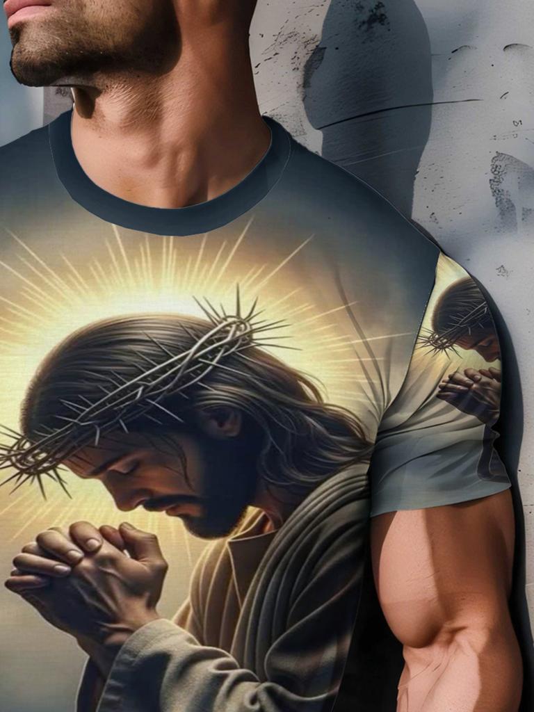 [Printed Design - Not Textured Men'S T-Shirt for Casual Wear - Spiritual Religious Holiday Christmas Easter Gift]