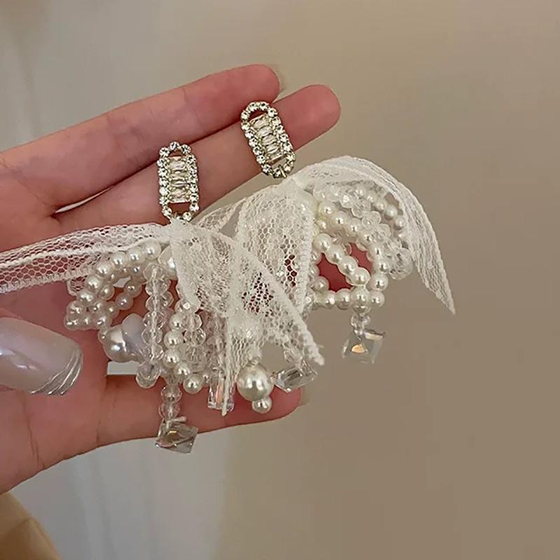 Silver Rhinestone Crystal Flower Asymmetric Earrings - Colorful Retro Court Style Studs for Women