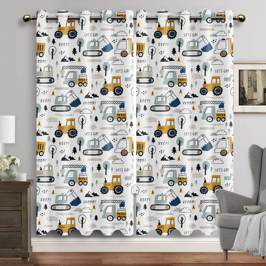 Cartoon Car Window Curtain Dinosaur Print Curtains Home Decor Animal Drapes for Boy Baby Children Bedroom Living Room Decoration